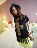 Blusa Leopard Fringe